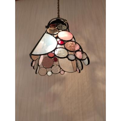 ふるさと納税 基山町 ステンドグラス《シャボン玉ペンダントランプ》ピンク