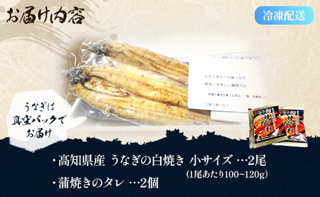 吉川水産 高知県産うなぎの白焼き 小サイズ(100～120g)×2尾 タレ付き yw-0043