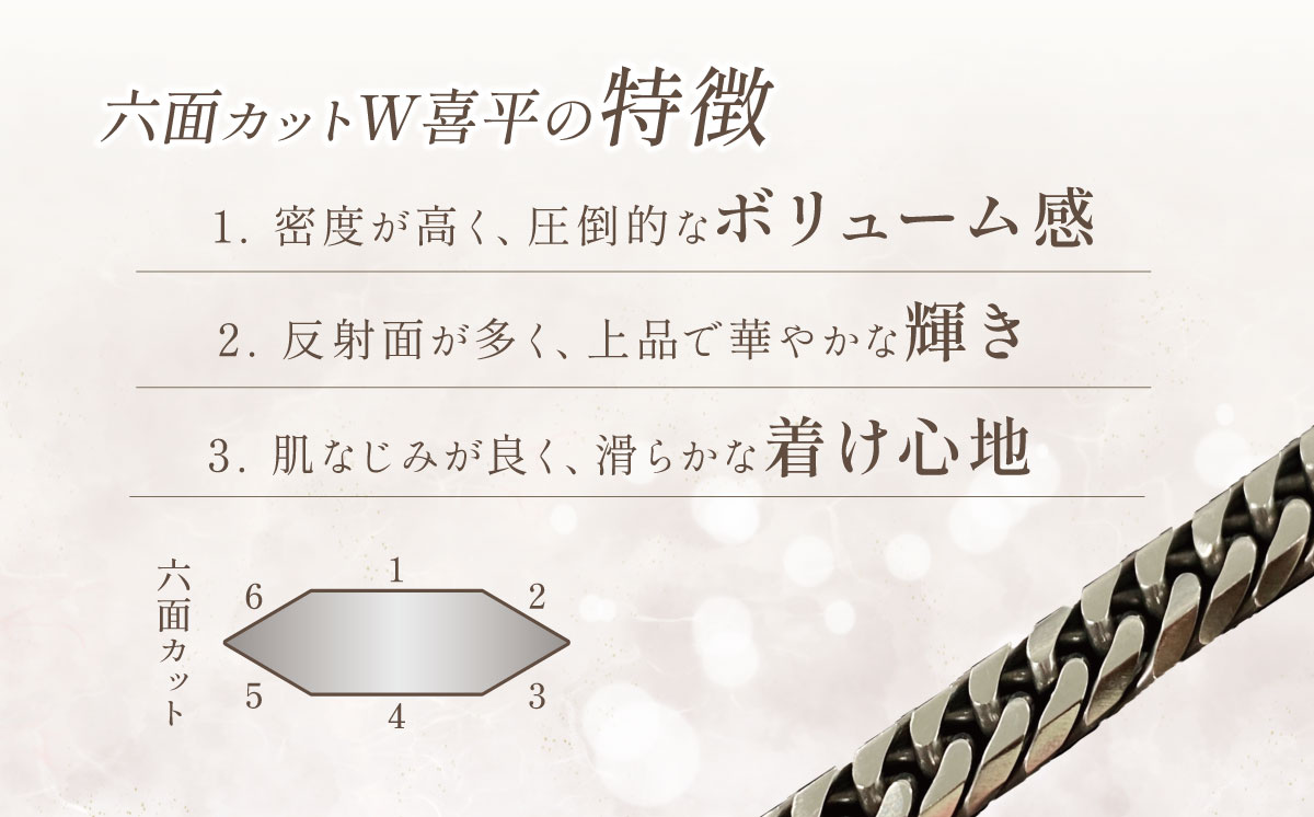 純チタン ネックレス 2.0Φ六面W喜平60cm【 チタン 純チタン 貴金属 ネックレス 高級 アクセサリー 高級アクセサリー 金属 ジュエリー 茨城県 つくば市 】