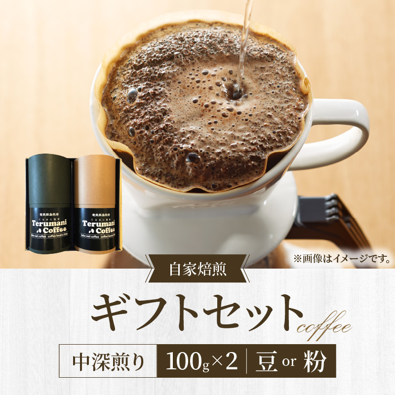 自家栽培・自家焙煎【てるまに珈琲】スペシャルブレンドコーヒーギフトセット100g×2【粉】