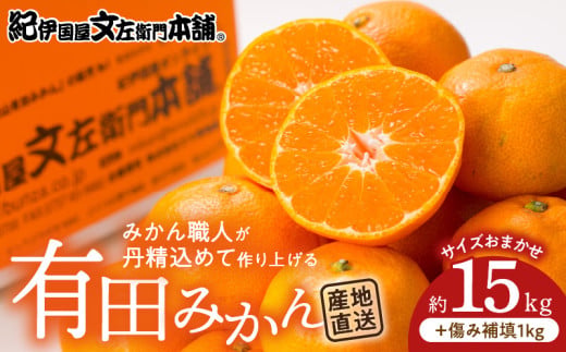 V7440_【2026年先行予約】有田みかん 約15kg(+傷み補填分1kg)=合計16kg【サイズおまかせ】 / 産地直送 / 紀伊国屋文左衛門本舗（お届け日指定不可）