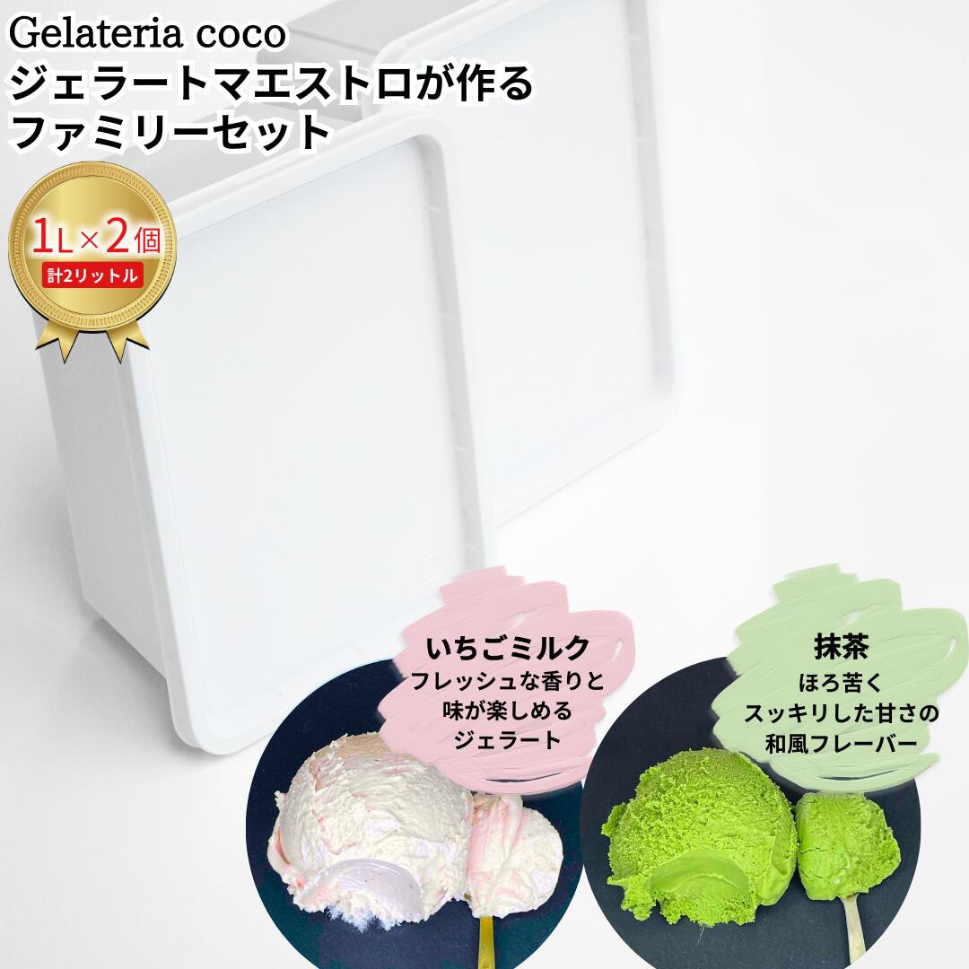 【ふるさと納税】ジェラートマエストロが作るファミリーセット 1L×2 合計2L[いちごミルク・抹茶] ジェラート アイス 大容量 ファミリーパック 添加物不使用 [Gelateria coco]【017S104】