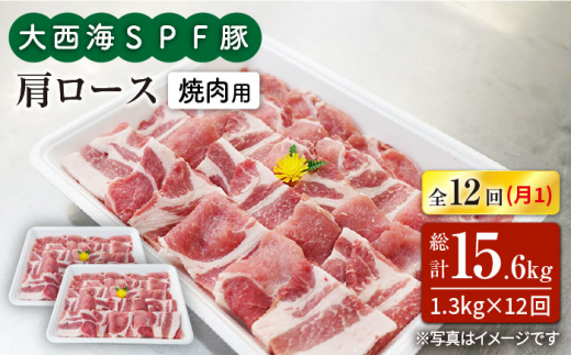 【月1回約1.2kg×12回定期便】大西海SPF豚 肩ロース（焼肉用） 訳あり ＜大西海ファーム＞ [CEK125]