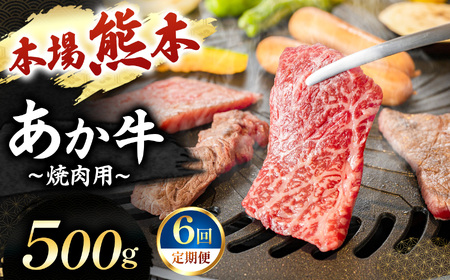 【定期便 6回】あか牛 焼肉用 500g | 肉 にく お肉 おにく 牛 あか牛 焼き肉用 熊本県 玉名市 定期 定期便