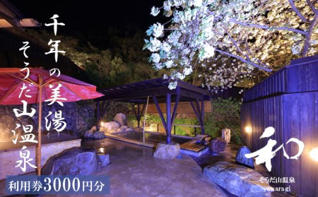 宿泊券 3000円そうだ山温泉 ギフトギフトギフト