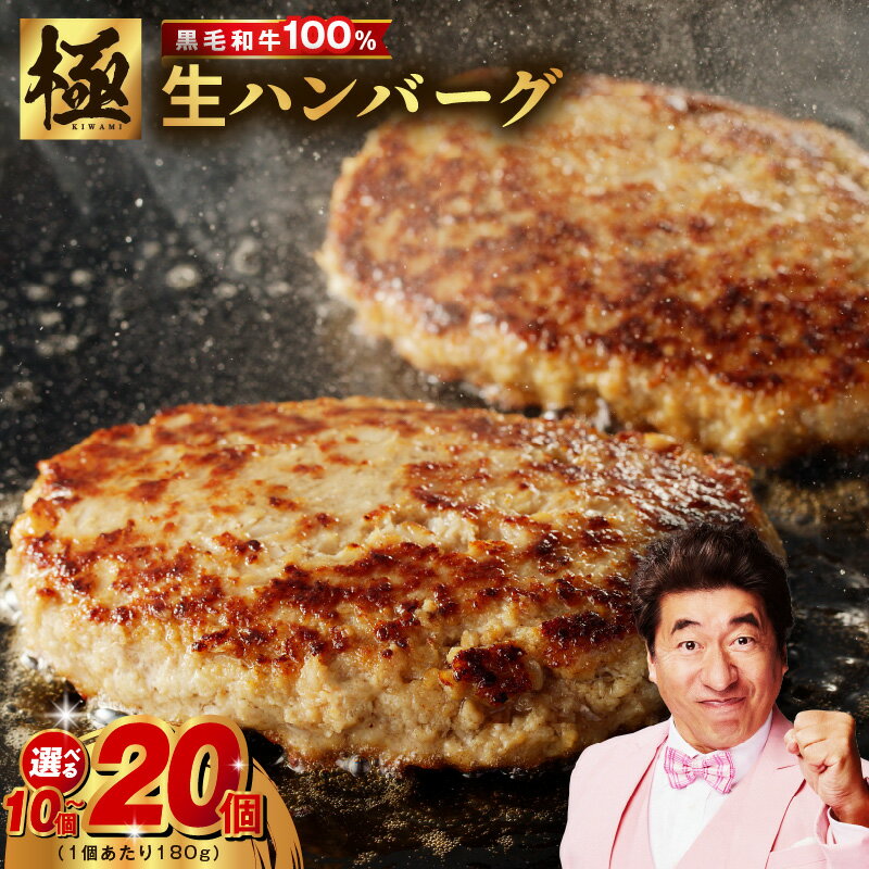 【ふるさと納税】＼すぐ届く／ 国産 黒毛和牛100% 極み 生ハンバーグ 10個 / 20個 大判サイズ 1個あたり 180g 冷凍 小分け 個包装 お弁当 惣菜 おかず 焼くだけ 簡単調理 便利 シンプルな味付け 旨味 食品 お取り寄せ 泉佐野市 送料無料 肉の泉佐野
