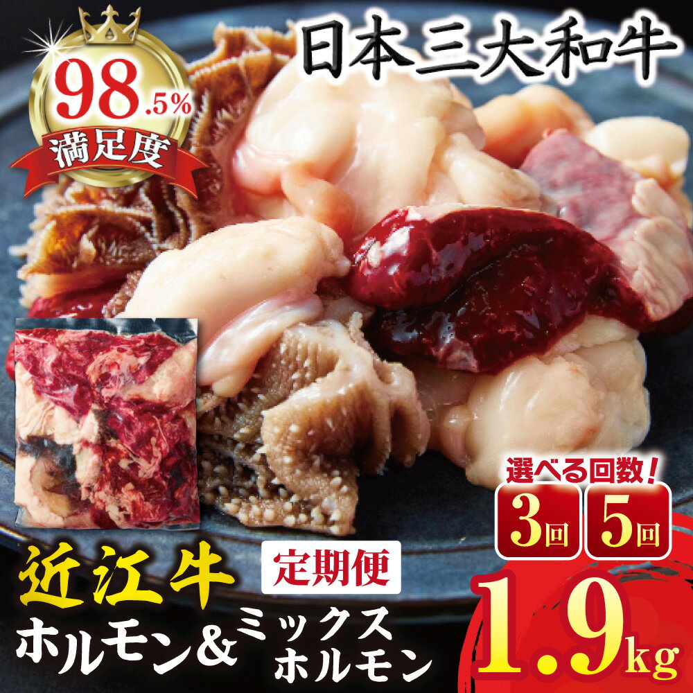 【ふるさと納税】【定期便】希少近江牛ホルモン＆ミックスホルモン 1.9kg 選べる 5回 / 3回 回数 もつ鍋 焼肉 煮込み 焼きそば ホルモン 6〜8種類 牛肉 国産 鍋 冷凍