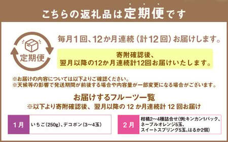 【12か月連続定期便】熊本便り！旬のフルーツ 詰め合わせ 定期便 くだもの 果物 フルーツ 熊本県産 国産