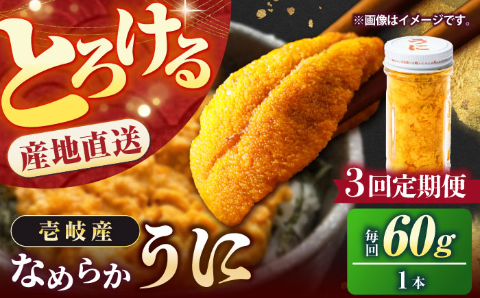 【全3回定期便】壱岐の生うに 60g×1本《壱岐市》【大幸物産】生ウニ 生雲丹 うに ウニ 雲丹 希少 産地直送 冷凍配送 定期便 54000円 54000 5.4万円 [JEH025]
