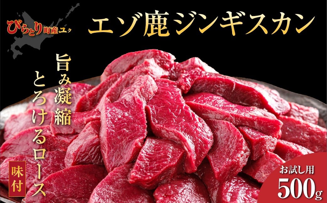 
            【お試し用】【ヘルシー/やわらかい】【先行予約/９月中旬以降順次発送】平取町産エゾシカ肉ジンギスカン ロース味付き500g 【 ふるさと納税 人気 おすすめ ランキング ジンギスカン シカ肉 鹿肉 しか肉 ジビエ エゾシカ肉 ロース 味付き お手軽 便利 お試し おかず 北海道産 北海道 平取町 送料無料 】 BRTS001
          