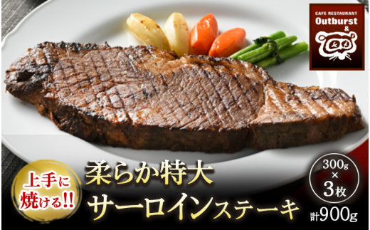 
上手に焼ける！！柔らか特大サーロインステーキ 300g×3枚 計900g ｜ 国産 牛肉 肉 お肉 ステーキ 冷凍 栃木県 那須町 〔P-138〕
※着日指定不可
