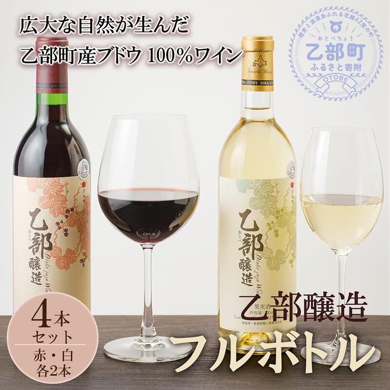 【ふるさと納税】 ＜乙部醸造ワイン　赤・白4本セット＞北海道産　各720ml×各2本 富岡ワイナリー 赤ワイン 白ワイン フルボトル 北海道 GI Hokkaido 認定ワイン 乙部町 メルロー ヤマソービニヨン セイベル ザラジェンジェ シャルドネ 乙部町産ブドウ