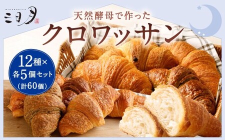 【三日月屋】天然酵母で作ったクロワッサン 12種x各5個（定番商品60個セット）クロワッサン パン ぱん 軽食 朝食 おやつ 冷凍 国産 福岡県 北九州市