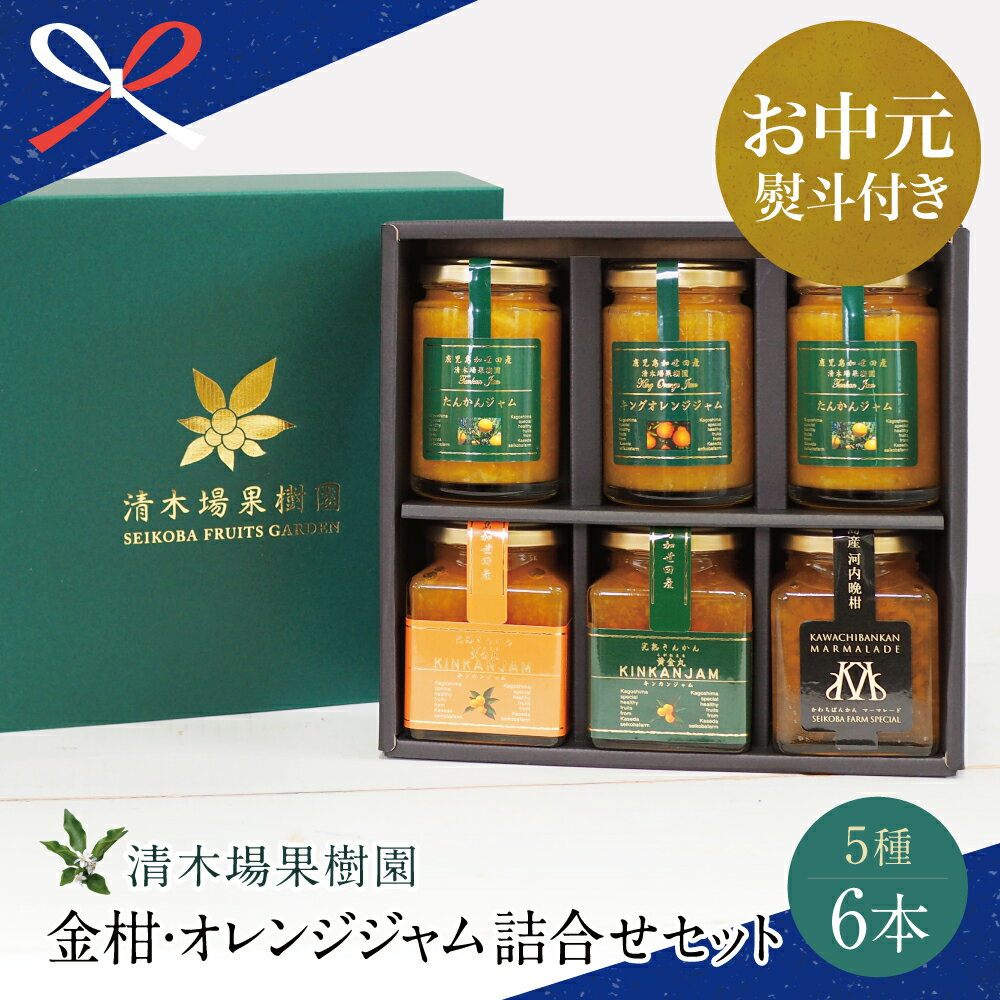 【ふるさと納税】【お中元ギフト】産品コンクール金賞受賞 金柑・オレンジジャム詰め合わせ 6本（5種）ジャム マーマレード 朝食 パン 金柑ジャム 果肉 スプレッドタイプ マーマレード 清木場果樹園 南さつま市 贈り物 夏ギフト 贈答用 送料無料 のし対応 お中元熨斗付き