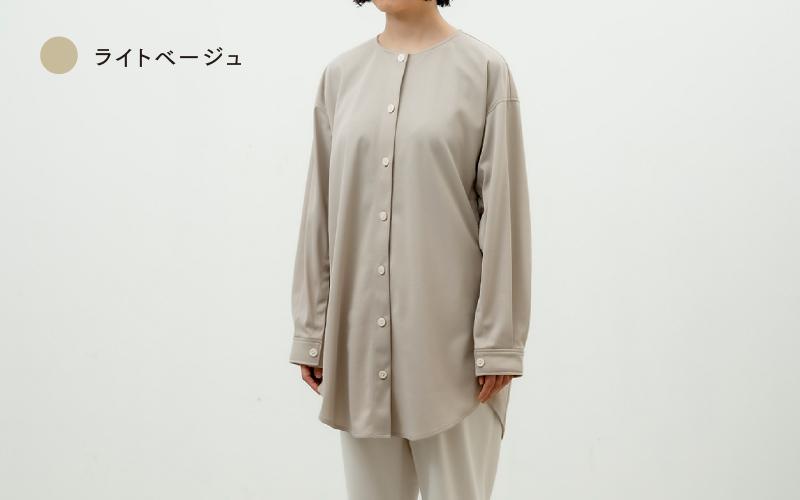 クルーネックチュニックシャツ 3色 2サイズ展開　ライトベージュ（XS-S）