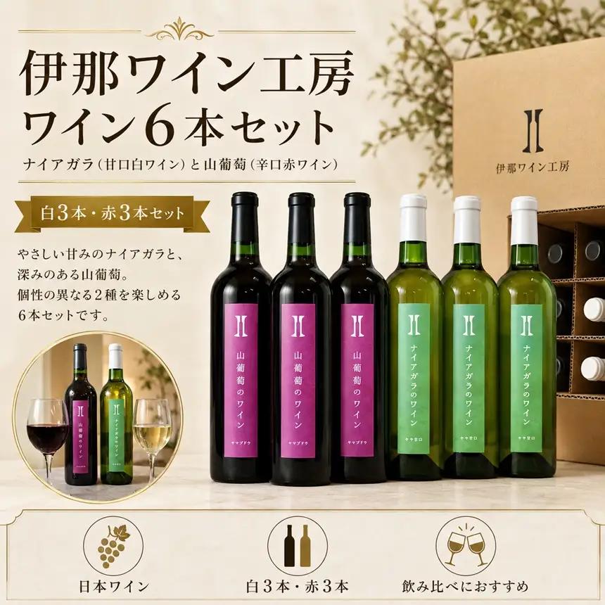 伊那ワイン工房 ワイン６本セット（ナイアガラと山葡萄のワイン）【041-05】