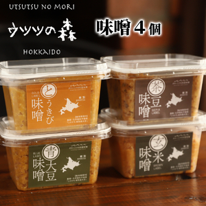 15-359 【年内発送12月15日入金まで】味噌4個（とうきび味噌・玄米味噌・青大豆味噌・茶豆味噌）【オホーツクの味噌蔵セレクション】 within2025