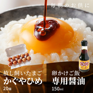 放し飼いたまご「かぐやひめ」20個＆専用醤油_C01806