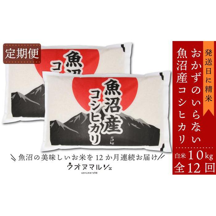 【ふるさと納税】【令和7年産新米】【お米定期便/全12回】 おかずのいらない 魚沼産コシヒカリ　白米10kg | お米 こめ 白米 コシヒカリ 食品 人気 おすすめ 送料無料 魚沼 南魚沼 南魚沼市 新潟県産 新潟県