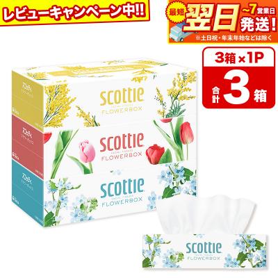 ふるさと納税 秋田市 ティッシュペーパー  スコッティフラワーボックス 250組 3箱×1|15_nsc-060101