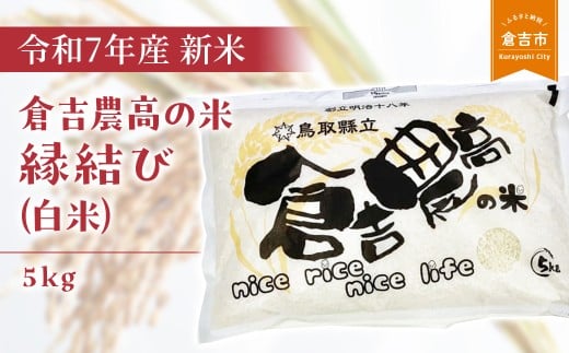 【令和７年産米】 倉吉農高の米　縁結び（白米） （5kg）令和7年産 新米 お米 米 こめ コメ 白米 農業高校 金賞 縁結び 倉吉市