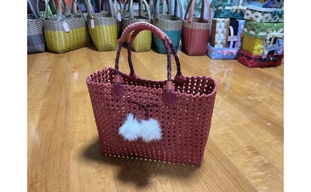 バッグ クラフトおしゃれかごバッグ 雑貨 ファッション オシャレ 赤
