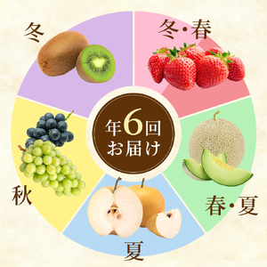 【フルーツ6回定期便】もぎたて市場から2ヶ月に1回発送／ 隔月 定期便 いちご 苺 メロン ぶどう 梨 キウイ 果物 くだもの 鉾田市 茨城県 送料無料 産地直送 ギフト 詰め合わせ 贈答 セット 採