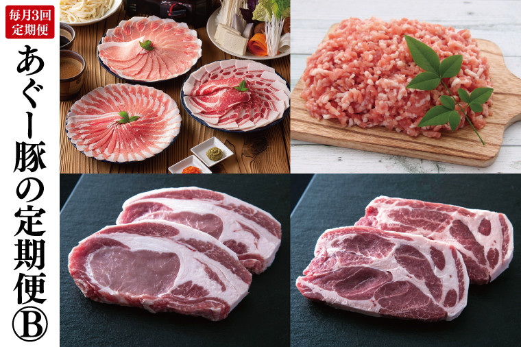 
            【3回定期便】あぐー豚の定期便B|肉 お肉 にく 豚肉 ロース 肩ロース あぐー豚 食べくらべ しゃぶしゃぶ ミンチ とんかつ 定期便 沖縄県 豊見城市（AG020）
          