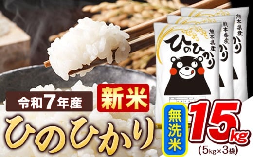 新米 令和7年産  無洗米 ひのひかり 15kg 《10月中旬-12月末頃出荷》令和7年産 熊本県産 ふるさと納税 精米 ひの 米 こめ ふるさとのうぜい ヒノヒカリ コメ お米 おこめ