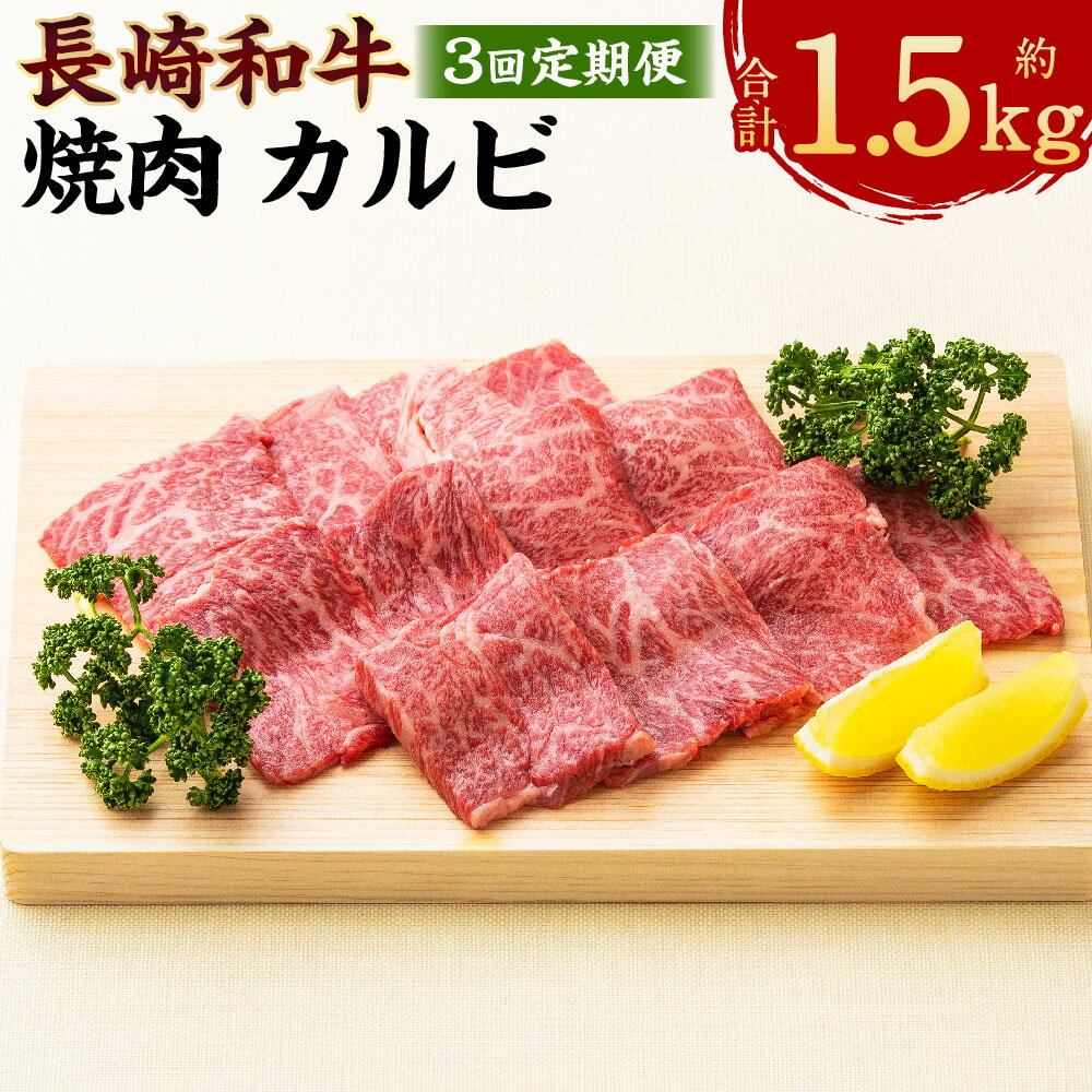 【ふるさと納税】【全3回定期便】長崎和牛 焼肉 カルビ 約500g（2~3人前） 和牛 牛肉 お肉 BBQ バーベキュー ギフト 贈答 お中元 お歳暮 冷凍 長崎県産 国産 九州 長崎県 長崎市 送料無料