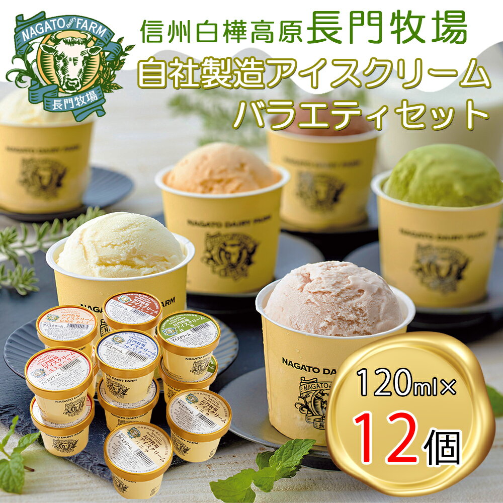 【ふるさと納税】長門牧場　自社製造アイスクリーム　贅沢バラエティセット12個　人気スイーツ　濃厚ミルク　直送　牛乳　生乳　国産　夏ギフト　長野県　贈答品　お土産　お中元　お歳暮　クリスマス