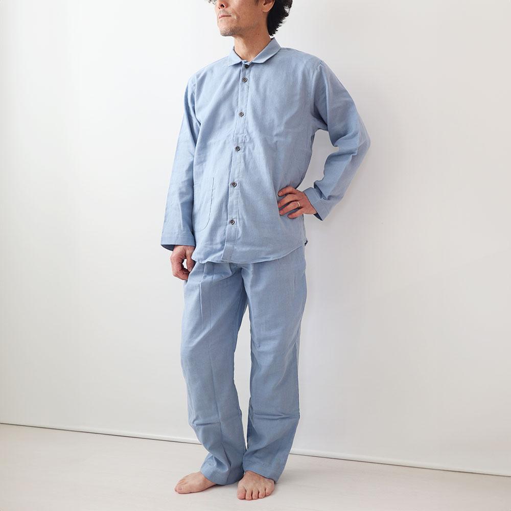 【岩本繊維】和晒京ふたえガーゼ メンズパジャマ【Sサイズ・ネイビー】