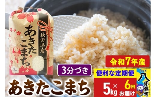 《定期便6ヶ月》【新米】 あきたこまち 5kg【3分づき】令和7年産 秋田県産 こまちライン