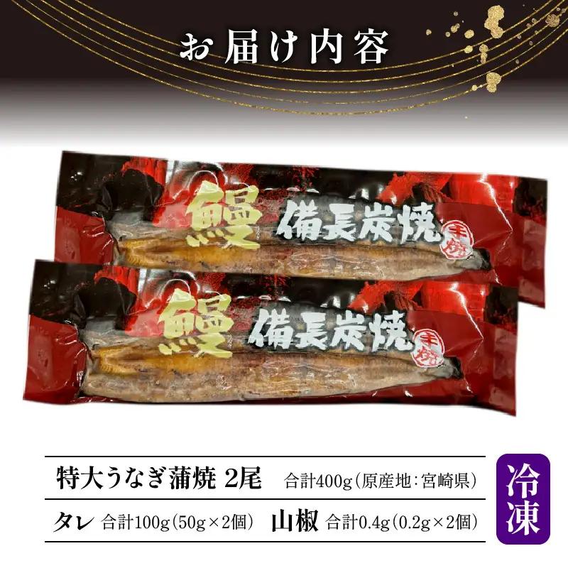 うなぎ 蒲焼 うなぎ[国産 2尾 備長炭手焼き 400g]