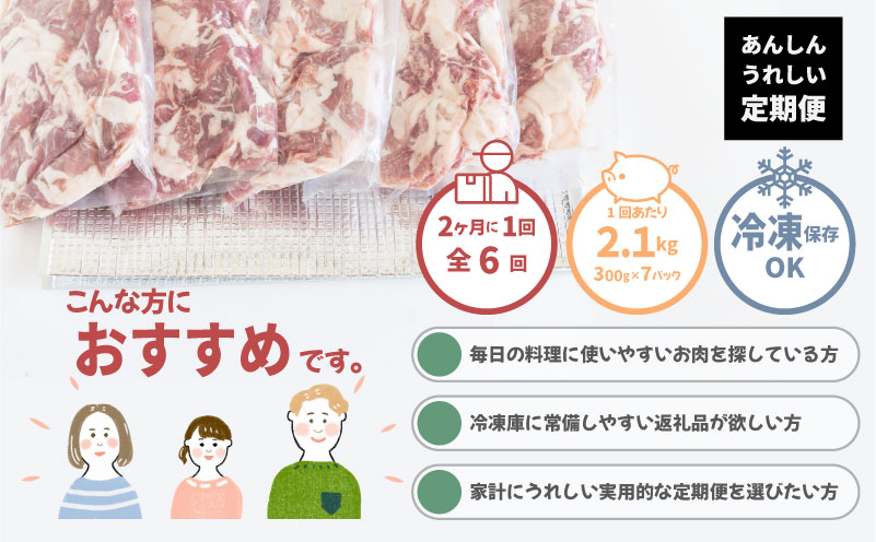【定期便6回プラン】訳ありでも絶品！富士湧水ポーク 切り落とし2.1kg |  肉　豚肉　豚　ポーク　湧水ポーク　豚こま　豚小間