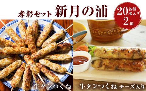 牛タン入つくね 2種40本 冷凍 牛たん入つくね 牛たんつくねチーズ入り 牛タンつくね 焼き鳥 バーベキュー ヤマサコウショウ つくねシリーズ 宮城県 石巻市 セット 2種類 チーズ入り たん やきとり 簡単調理 BBQ 新月の浦