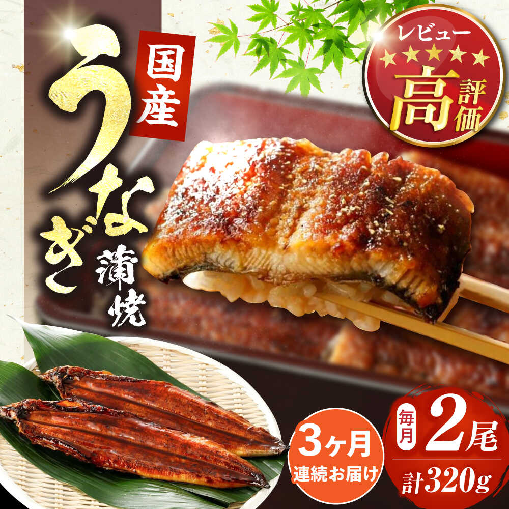【ふるさと納税】【全3回定期便】福岡県産 うなぎ 蒲焼 大2尾 合計320g（1尾あたり 160g以上）《豊前市》【福岡養鰻】[VAD011] 国産 うなぎ 大 蒲焼 ウナギ お祝い プレゼント 贈答 ギフト 国産うなぎ 国産鰻 人気 おすすめ 福岡産