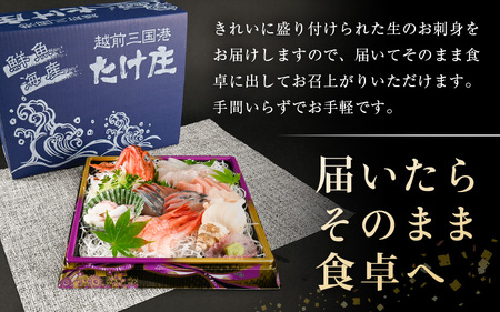 【［1］2024年2月以降 順次発送 】【先行予約】お楽しみ! 海鮮 お刺身 たけ庄盛り合わせセット（3～4人前） [A-1610_01]