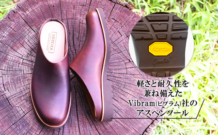 メンズ サボサンダル 本革 紳士靴 日本製 撥水 シューズ ビブラムソール スリッポン スリッパサンダル KOTOKA（コトカ）たつの蝋引き まほろばサボ No.KTO-7734 ブラウン メンズMサ