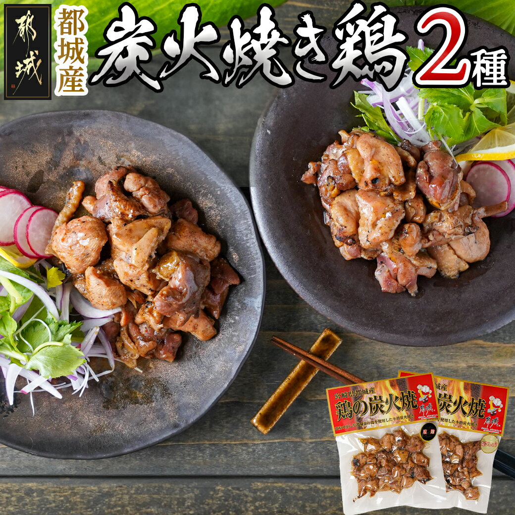 【ふるさと納税】都城産炭火焼き鶏2種セット※ポスト投函 - 宮崎 ご当地グルメ おつまみ 鶏の炭火焼き パウチ 鶏 塩麹味/塩こしょう味 食べ比べ 少額寄附 居酒屋 酒のつまみ 常温保存可能 送料無料 LC-9202 【宮崎県都城市は2年連続ふるさと納税日本一！】
