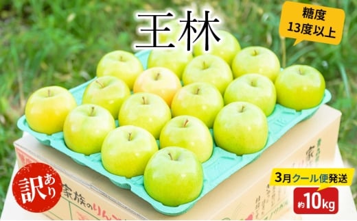 【3月クール便発送】（13度糖度保証）訳あり品 家庭用 王林約10kg【 青森りんご 果物 フルーツ デザート 食後 青森県産 産地直送 贈り物  】