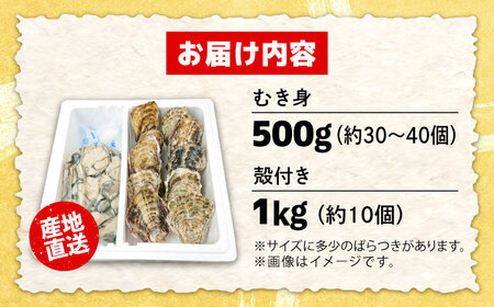 特選 牡蠣三昧！【生牡蠣】広島牡蠣　むき身500g／殻付き1kgセット かき カキ むき身 殻付き 人気 グルメ ギフト プレゼント 広島県産 江田島市/株式会社門林水産[XAO014]