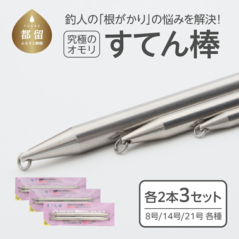 【ふるさと納税】 釣り用オモリ すてん棒 3種セット Φ6 31g 8号 Φ8 53g 14号 Φ10 79g 21号 各2本 計6本 全長150mm ステンレス製 根がかり軽減 連結可能 アユミ工業 山梨県 都留市