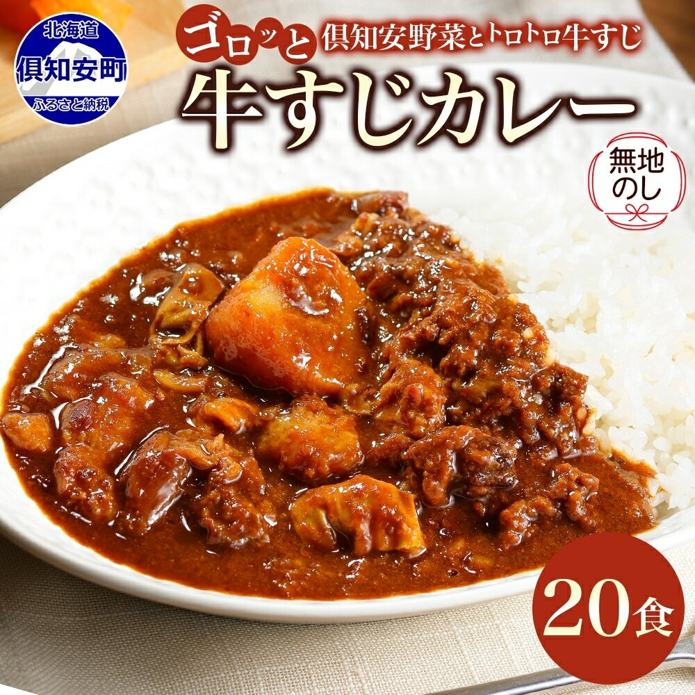 【ふるさと納税】無地熨斗 北海道 倶知安 牛すじカレー 200g × 20食 中辛 カレー カレーライス レトルトカレー レトルト食品 惣菜 簡単 便利 時短 湯煎 レンジ 牛肉 牛すじ 野菜 じゃがいも スパイス 人気 グルメ お取り寄せ ギフト 熨斗 のし 名入れ不可 送料無料 倶知安町