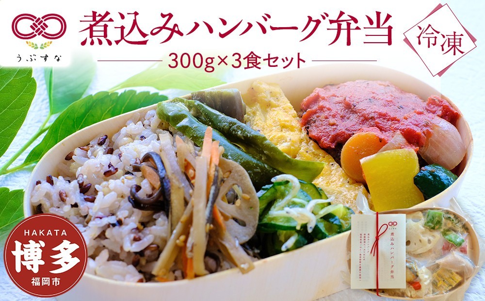 
                  【冷凍】煮込みハンバーグ弁当3食セット　有機・特別栽培野菜　九州　福岡　国産食材
                