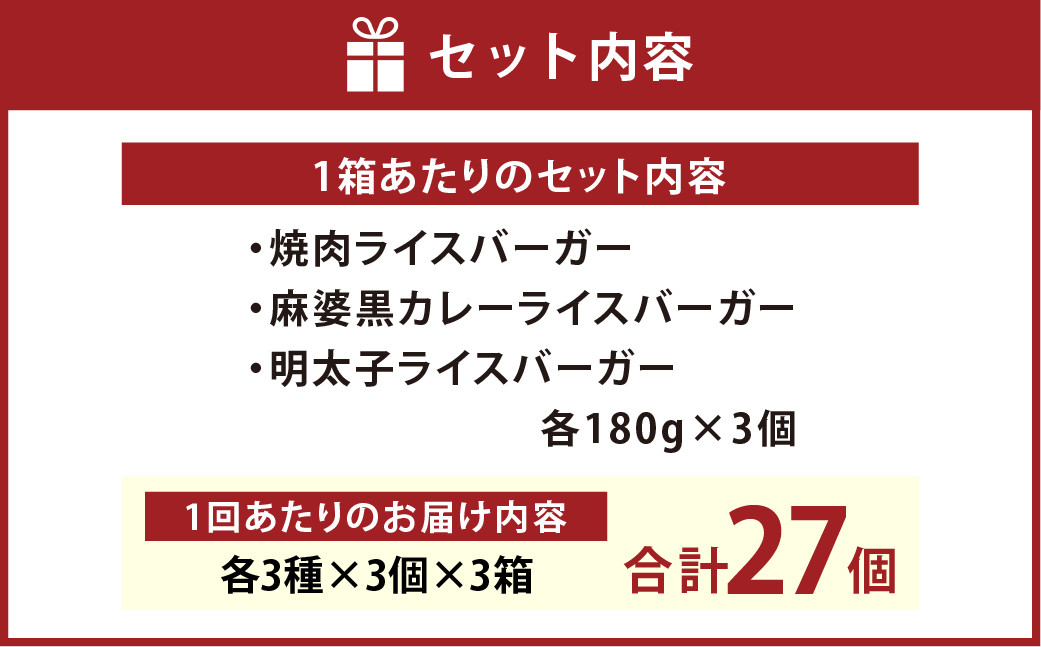 コメコメバーガーオリジナル 冷凍高森米ライスバーガー 9個セット×3箱 計27個