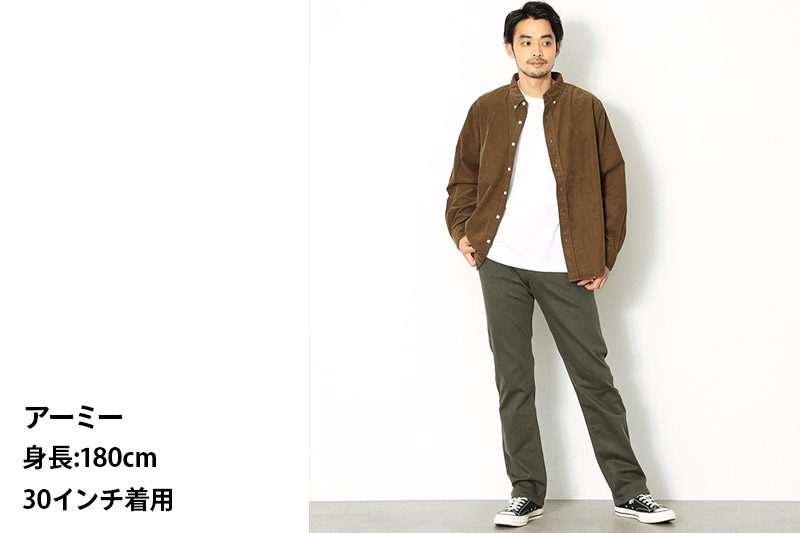 EDWIN インターナショナルベーシック 403 フレックス ふつうのストレートパンツ MENS【33インチ・アーミー】E403F-21-33