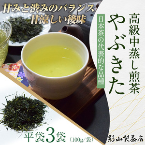 一番摘み 高級煎茶 「やぶきた」 3袋セット 影山製茶店 代表的な品種 やぶ北 甘み 渋み 甘涼しい後味 新鮮 風味 お茶 水出し可能 ティータイム おもてなし リラックス 手土産 ギフト 贈り物 富