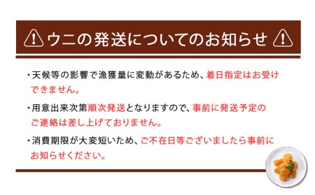 2024年 発送予約 ウニ本来の味が楽しめる【白老産】塩水ムラサキウニ 100g×3パック BT006
