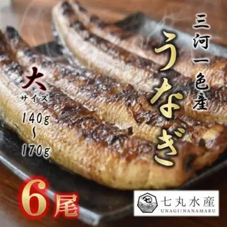 【国産うなぎ】大サイズ140g -170g　三河一色産　6尾セット　炭火蒲焼き(タレ付き)【配送不可地域：離島】【1659383】
